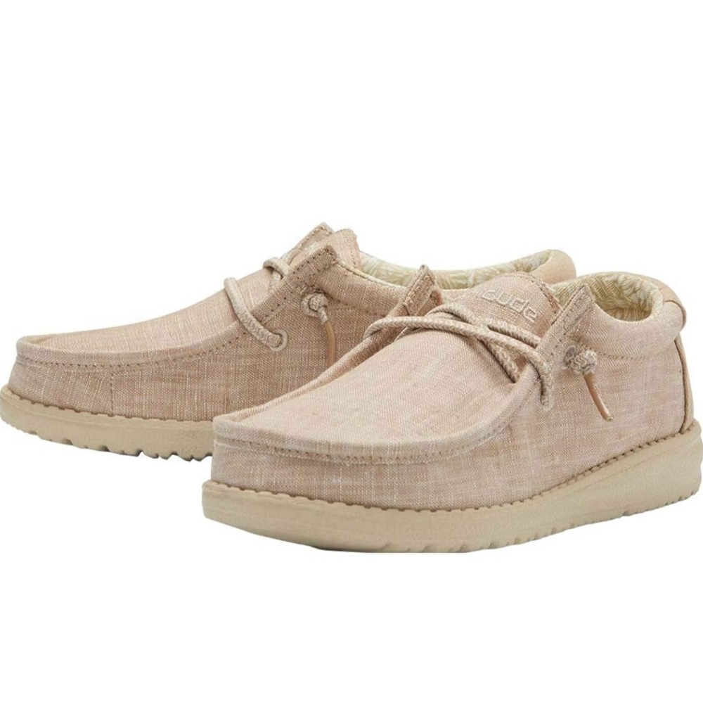 Hey Dude Cream Loafers with Soft Fabric and Thick Sole